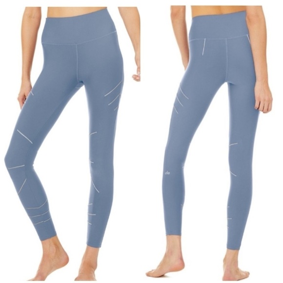Alo Yoga Women's High Waist Sequence Legging in Blue Jean Sz Small - Picture 1 of 10